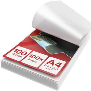 ACROPAQ Laminierfolien A4 Packung mit 100 Laminierfolien,100 Mikron, Glänzende Oberfläche, Vorge"runde"te Ecken Folierfolien, Laminiertaschen ACROPAQ Laminierfolien A4 Packung mit 100 Laminierfolien,100 Mikron, Glänzende Oberfläche, Vorge"runde"te Ecken Folierfolien, Laminiertaschen