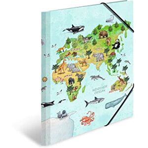 HERMA Sammelmappe A3 Weltkarte, Eckspanner-Mappe aus Pappe mit Kindergarten Motiv, Gummizug, Innenklappen und Innendruck für Jungen, Mädchen und Kinder HERMA Sammelmappe A3 Weltkarte, Eckspanner-Mappe aus Pappe mit Kindergarten Motiv, Gummizug, Innenklappen und Innendruck für Jungen, Mädchen und Kinder