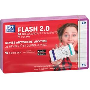 Oxford FLASH 2.0 Karteikarten A7, Lernkarten, 75x125mm, linier, lila, 80 Blatt Oxford FLASH 2.0 Karteikarten A7, Lernkarten, 75x125mm, linier, lila, 80 Blatt