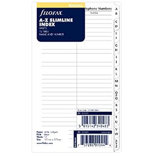 Filofax 131653 A-Z Register, 2 Buchstaben pro Tab, weiß Filofax 131653 A-Z Register, 2 Buchstaben pro Tab, weiß