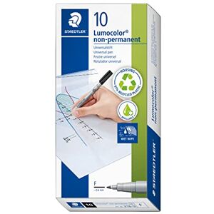 Staedtler Folienstift non-permanent Lumocolor, schwarz, wasserlöslich, Made in Germany, lange Lebensdauer, F-Spitze mit Linienbreite ca. 0,6 mm, 10 schwarze Universalstifte im Kartonetui, 316-9 Staedtler Folienstift non-permanent Lumocolor, schwarz, wasserlöslich, Made in Germany, lange Lebensdauer, F-Spitze mit Linienbreite ca. 0,6 mm, 10 schwarze Universalstifte im Kartonetui, 316-9