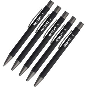 Westcott PRIMESOFT-XB Kugelschreiber 5 Stück 5er Set Schwarze Premium Kugelschreiber aus Aluminium Dokumentenecht mit schwarzer Tinte Strichstärke XB 1,4 mm E-745006 00 Westcott PRIMESOFT-XB Kugelschreiber 5 Stück 5er Set Schwarze Premium Kugelschreiber aus Aluminium Dokumentenecht mit schwarzer Tinte Strichstärke XB 1,4 mm E-745006 00