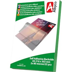 Albyco EINSEITIG SELBSTKLEBENDE Laminierfolien, Laminiertaschen Format A4, 216x303 mm Dicke 2x80 (160) Mikron Glänzend 25 Stück Transparent Albyco EINSEITIG SELBSTKLEBENDE Laminierfolien, Laminiertaschen Format A4, 216x303 mm Dicke 2x80 (160) Mikron Glänzend 25 Stück Transparent
