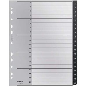 Leitz Register mit 20 Taben, 1-20, Extrabreit, Umweltfreundlich, Recycle-Serie, Schwarz, 12110000 Leitz Register mit 20 Taben, 1-20, Extrabreit, Umweltfreundlich, Recycle-Serie, Schwarz, 12110000
