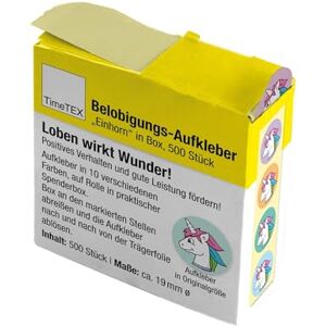TimeTEX Belobigungs-Aufkleber "Einhorn" Lehrersticker für motivierendes Feedback 500 Sticker in praktischer Spender-Box 1 Motiv mit verschiedenfarbigen Hintergründen 19 mm ø TimeTEX Belobigungs-Aufkleber "Einhorn" Lehrersticker für motivierendes Feedback 500 Sticker in praktischer Spender-Box 1 Motiv mit verschiedenfarbigen Hintergründen 19 mm ø