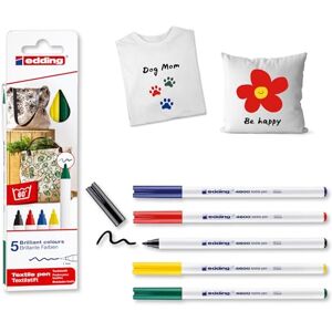 edding 4600 Textilstift schwarz, rot, blau, grün, gelb 5 Stück Rundspitze 1 mm Textilstifte waschmaschinenfest (60 °C) zum Stoff bemalen Stoffmalstift edding 4600 Textilstift schwarz, rot, blau, grün, gelb 5 Stück Rundspitze 1 mm Textilstifte waschmaschinenfest (60 °C) zum Stoff bemalen Stoffmalstift