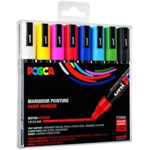 POSCA uni-ball 182512 Marker mit mittelfeiner Rundspitze, 8er Set, Grundfarben POSCA uni-ball 182512 Marker mit mittelfeiner Rundspitze, 8er Set, Grundfarben