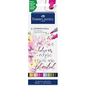 Faber-Castell 164524 Goldfaber Aqua Dual Marker, Lettering, mit Pinselspitze und Fineliner Spitze, 6er Etui Faber-Castell 164524 Goldfaber Aqua Dual Marker, Lettering, mit Pinselspitze und Fineliner Spitze, 6er Etui