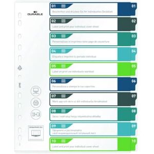 Durable Register 1-10, A4+ hoch, beschriftbares Indexblatt, 100% recycelbar, mehrfarbig, 679527 Durable Register 1-10, A4+ hoch, beschriftbares Indexblatt, 100% recycelbar, mehrfarbig, 679527