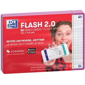 Oxford FLASH 2.0 Karteikarten A6, Lernkarten, 105x148mm, kariert, lila, 80 Blatt Oxford FLASH 2.0 Karteikarten A6, Lernkarten, 105x148mm, kariert, lila, 80 Blatt