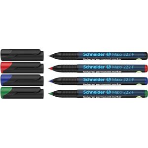 Schneider Maxx 222 F Universal-Marker (Strichstärke 0,7mm), 4er Etui (Schwarz, Rot, Blau, Grün) Schneider Maxx 222 F Universal-Marker (Strichstärke 0,7mm), 4er Etui (Schwarz, Rot, Blau, Grün)