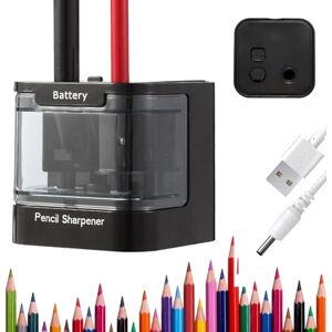 Elalove Elektrischer Spitzer, Doppelloch Automatischer Anspitzer für 6-8mm und 9-12mm, Batterie-/USB-betrieben, für Bleistifte, Buntstifte und Wachsmalstifte (Schwarz) Elalove Elektrischer Spitzer, Doppelloch Automatischer Anspitzer für 6-8mm und 9-12mm, Batterie-/USB-betrieben, für Bleistifte, Buntstifte und Wachsmalstifte (Schwarz)