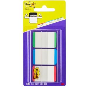 Post-it Index Strong Ablagetabs, Standard, Rot, Blau und Grün, 66 Haftstreifen 25.4 mm x 38.1 mm Markierungsstreifen für Dokumente und Notizen Post-it Index Strong Ablagetabs, Standard, Rot, Blau und Grün, 66 Haftstreifen 25.4 mm x 38.1 mm Markierungsstreifen für Dokumente und Notizen
