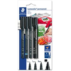 Staedtler permanent Marker Set Lumocolor, Universalstift Linienbreite S und M, Wäschemarker, Marker Keilspitze, wasserfest auf fast allen Flächen, 4 permanent Marker auf Blisterkarte, 60 BK-6 Staedtler permanent Marker Set Lumocolor, Universalstift Linienbreite S und M, Wäschemarker, Marker Keilspitze, wasserfest auf fast allen Flächen, 4 permanent Marker auf Blisterkarte, 60 BK-6