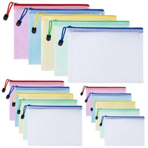 Carehabi bunte Dokumententasche A3+A4+A5, 15Pcs Wasserdichte Document Case, Mesh Beutel mit Reißverschluss, Datei Zipper Tasche Mesh Kunststoff Reißverschlusstasche für Dokumente, Kosmetika(3 Größen) Carehabi bunte Dokumententasche A3+A4+A5, 15Pcs Wasserdichte Document Case, Mesh Beutel mit Reißverschluss, Datei Zipper Tasche Mesh Kunststoff Reißverschlusstasche für Dokumente, Kosmetika(3 Größen)