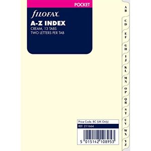 Filofax 211664 Pocket A-Z Register, zwei Buchstaben pro Tab, creme Filofax 211664 Pocket A-Z Register, zwei Buchstaben pro Tab, creme