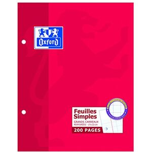 Oxford 100102651 Pack 100 Blatt Einfache perforiert großen Karos, 90 g 17 x 22 cm, weiß Oxford 100102651 Pack 100 Blatt Einfache perforiert großen Karos, 90 g 17 x 22 cm, weiß