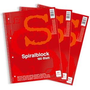 Pelikan Spiralblock, Collegeblock A4, kariert, 160 Blatt (320 Seiten) gelocht, rot, 3 Stück Pelikan Spiralblock, Collegeblock A4, kariert, 160 Blatt (320 Seiten) gelocht, rot, 3 Stück