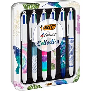 BIC 4 Colours Decors Messages or Botanical Collection und Tie & Dye – Kugelschreiber mittlere Spitze (1,0 mm) – zufällige sortierte Designs, wiederverwendbare Box mit 6 Stück BIC 4 Colours Decors Messages or Botanical Collection und Tie & Dye – Kugelschreiber mittlere Spitze (1,0 mm) – zufällige sortierte Designs, wiederverwendbare Box mit 6 Stück