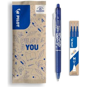 PILOT Set aus 1 FriXion Clicker + 1 Set aus 3 Minen Radierbarer Stift mit Druckmechanik und Wärmeempfindlicher Tinte Nachfüllbar und Komfortabel Blau Mittlere Spitze PILOT Set aus 1 FriXion Clicker + 1 Set aus 3 Minen Radierbarer Stift mit Druckmechanik und Wärmeempfindlicher Tinte Nachfüllbar und Komfortabel Blau Mittlere Spitze