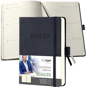 Sigel C2502 Wochenplaner Wochenkalender 2024/2025, ca. A6, schwarz, Hardcover, Gummiband, Stiftschlaufe, Archivtasche, aus nachhaltigem Papier, 18-Monatskalender, Conceptum Sigel C2502 Wochenplaner Wochenkalender 2024/2025, ca. A6, schwarz, Hardcover, Gummiband, Stiftschlaufe, Archivtasche, aus nachhaltigem Papier, 18-Monatskalender, Conceptum