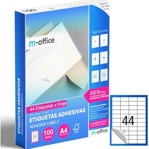 m-office Klebeetiketten zum Beschriften – Selbstklebende Etiketten zum Bedrucken, spülmaschinenfest, ideal für Haushalt und Gewerbe (44 Etiketten pro Blatt, 100 Blatt) m-office Klebeetiketten zum Beschriften – Selbstklebende Etiketten zum Bedrucken, spülmaschinenfest, ideal für Haushalt und Gewerbe (44 Etiketten pro Blatt, 100 Blatt)
