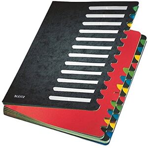 Leitz Pultordner, A4, 24 Fächer, Farbige Trennblätter, 3 Sichtlöcher, Karton, Schwarz, 59140095 Leitz Pultordner, A4, 24 Fächer, Farbige Trennblätter, 3 Sichtlöcher, Karton, Schwarz, 59140095