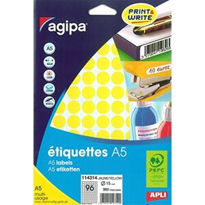 Agipa 114314 Markierungspunkte, Durchmesser: 15 mm, rund, gelb Agipa 114314 Markierungspunkte, Durchmesser: 15 mm, rund, gelb