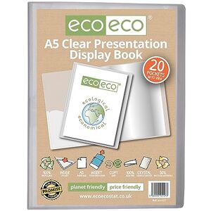 eco127 Präsentationsbuch, A5, 50% recycelt, 20 Fächer, durchsichtig, Aufbewahrungsbox, Portfolio-Kunstmappe mit Kunststoffhüllen, transparent eco127 Präsentationsbuch, A5, 50% recycelt, 20 Fächer, durchsichtig, Aufbewahrungsbox, Portfolio-Kunstmappe mit Kunststoffhüllen, transparent