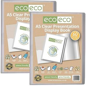 eco Präsentationsbuch, A5-Format, 50% recycelt, 60 Taschen, transparent, Präsentationsmappe, Portfolio, Kunstordner mit Kunststoffhüllen, 2 Stück, eco131 x 2 eco Präsentationsbuch, A5-Format, 50% recycelt, 60 Taschen, transparent, Präsentationsmappe, Portfolio, Kunstordner mit Kunststoffhüllen, 2 Stück, eco131 x 2