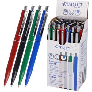 Westcott Kugelschreiber ALLTIME Mix 50 Stück Vorteilspack Druckkugelschreiber mit blauer Tinte Strichstärke M mit X20 Standardmine Dokumentenecht ISO 12757-2 Stabiler Metallclip E-737487 00 Westcott Kugelschreiber ALLTIME Mix 50 Stück Vorteilspack Druckkugelschreiber mit blauer Tinte Strichstärke M mit X20 Standardmine Dokumentenecht ISO 12757-2 Stabiler Metallclip E-737487 00