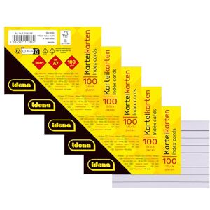 Idena 90279 Karteikarten DIN A7, 500 Stück liniert, Lernkarten aus 180 g/m² FSC-Mix Papier in Weiß, für Schule und Büro Idena 90279 Karteikarten DIN A7, 500 Stück liniert, Lernkarten aus 180 g/m² FSC-Mix Papier in Weiß, für Schule und Büro