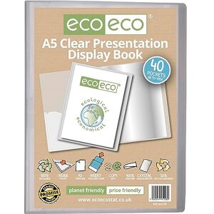 Eco128 Präsentationsbuch, A5-Format, 50% recycelt, 40 Taschen, transparent, Präsentationsmappe mit Kunststoffhüllen Eco128 Präsentationsbuch, A5-Format, 50% recycelt, 40 Taschen, transparent, Präsentationsmappe mit Kunststoffhüllen