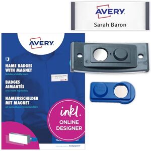 Avery polar30 Namensschilder 20 Stück (70x30mm, 20 Schilder mit Magnet, verdrehsicher, mit blanko Einsteckschildern zum Bedrucken, magnetische Namensschilder für Kleidung) anthrazit Avery polar30 Namensschilder 20 Stück (70x30mm, 20 Schilder mit Magnet, verdrehsicher, mit blanko Einsteckschildern zum Bedrucken, magnetische Namensschilder für Kleidung) anthrazit