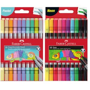 Faber-Castell 205098 Filzstifte Set Pastell und Neon, 20 Doppelfasermaler für Kinder und Erwachsene Faber-Castell 205098 Filzstifte Set Pastell und Neon, 20 Doppelfasermaler für Kinder und Erwachsene