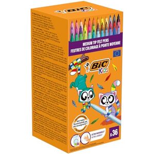 BIC Kids Kid Couleur Filzstifte, 36 Farben, Wasserlöslich, Mittlere Spitze, Ab 5 Jahren BIC Kids Kid Couleur Filzstifte, 36 Farben, Wasserlöslich, Mittlere Spitze, Ab 5 Jahren