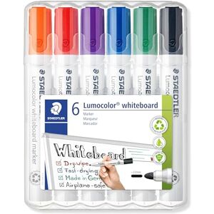Staedtler Whiteboard Marker Lumocolor, trocken und rückstandsfrei abwischbar, Keilspitze ca. 2 oder 5 mm, hohe Qualität Made in Germany, Set mit 6 Farben, 351 B WP6 Staedtler Whiteboard Marker Lumocolor, trocken und rückstandsfrei abwischbar, Keilspitze ca. 2 oder 5 mm, hohe Qualität Made in Germany, Set mit 6 Farben, 351 B WP6
