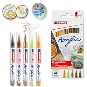 edding 5300 Acrylmarker Fein Naturfarben 5er-Set feine Spitze 1-2 mm Acrylmalstifte zum Malen auf Leinwand, Kunstdruckpapier, Holz, Stein Made in Germany edding 5300 Acrylmarker Fein Naturfarben 5er-Set feine Spitze 1-2 mm Acrylmalstifte zum Malen auf Leinwand, Kunstdruckpapier, Holz, Stein Made in Germany