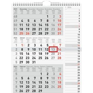 rido/idé 3-Monatskalender 2026 grau, 300×390 mm rido/idé 3-Monatskalender 2026 grau, 300×390 mm