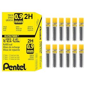 Pentel Super Hi-Polymer führt, 0,9 mm, Härtegrad 2B, 1 Tube 15 Minen Pentel Super Hi-Polymer führt, 0,9 mm, Härtegrad 2B, 1 Tube 15 Minen