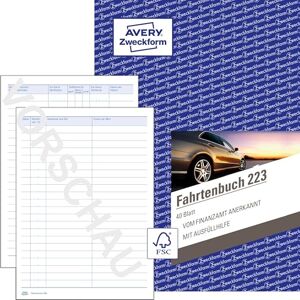 Avery Fahrtenbuch A5, 40 Bl, km-Nachweis m. Jahresabrechnung Avery Fahrtenbuch A5, 40 Bl, km-Nachweis m. Jahresabrechnung