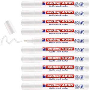 edding 4095 Kreidemarker weiß 10 Kreidestifte Rundspitze 2-3 mm Kreidestift für Tafel abwischbar zum Beschriften von Fenster, Glas, Spiegel Tafelstift mit deckenden Farben edding 4095 Kreidemarker weiß 10 Kreidestifte Rundspitze 2-3 mm Kreidestift für Tafel abwischbar zum Beschriften von Fenster, Glas, Spiegel Tafelstift mit deckenden Farben