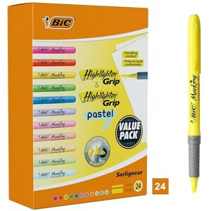 BIC Highlighter, Textmarker, 24er Pack, in verschiedenen Farben inkl. Pastell, mit Keilspitze, Strichstärke: 1.6 bis 3.4 mm, mit Austrocknungsschutz BIC Highlighter, Textmarker, 24er Pack, in verschiedenen Farben inkl. Pastell, mit Keilspitze, Strichstärke: 1.6 bis 3.4 mm, mit Austrocknungsschutz
