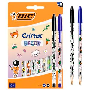 BIC Cristal Decors Kawaii Kugelschreiber mit mittlerer Spitze (1,00 mm) sowie blauer und schwarzer Tinte – verschiedene Kawaii-Designs, Packung à 8 BIC Cristal Decors Kawaii Kugelschreiber mit mittlerer Spitze (1,00 mm) sowie blauer und schwarzer Tinte – verschiedene Kawaii-Designs, Packung à 8