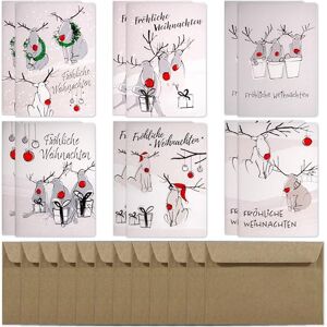 Weihnachtskarten mit Umschlägen Din A6 – 12er-Set exklusiver -Karten. 6 Designs, je 2 Karten, mit Umschlägen aus Recyclingpapier. Weihnachtskarten mit Umschlägen Din A6 – 12er-Set exklusiver -Karten. 6 Designs, je 2 Karten, mit Umschlägen aus Recyclingpapier.