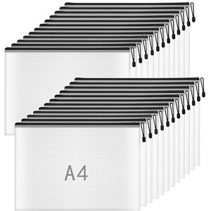 NORTHERN BROTHERS Dokumententasche A4 mit Reißverschluss, 24 Stück, Dokumentenmappe A4, Zip Beutel Schwarz, Wasserdicht, Robust, für Büro Schule Haushalt NORTHERN BROTHERS Dokumententasche A4 mit Reißverschluss, 24 Stück, Dokumentenmappe A4, Zip Beutel Schwarz, Wasserdicht, Robust, für Büro Schule Haushalt