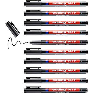 edding 141 F Permanenter Folienschreiber schwarz 10 Stifte Rundspitze 0,6 mm Stift zum Schreiben auf Glas, Kunststoff, Folien und glatten Oberflächen schnelltrocknend,wisch- und wasserfest edding 141 F Permanenter Folienschreiber schwarz 10 Stifte Rundspitze 0,6 mm Stift zum Schreiben auf Glas, Kunststoff, Folien und glatten Oberflächen schnelltrocknend,wisch- und wasserfest