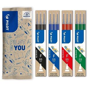 PILOT FriXion Ersatzminen 0.5-4 Sets mit 3 Minen Radierbare Nachfüllminen Kompatibel mit FriXion Point & Point Clicker Blau, Schwarz, Rot, Grün Feine Spitze (12 Minen) PILOT FriXion Ersatzminen 0.5-4 Sets mit 3 Minen Radierbare Nachfüllminen Kompatibel mit FriXion Point & Point Clicker Blau, Schwarz, Rot, Grün Feine Spitze (12 Minen)