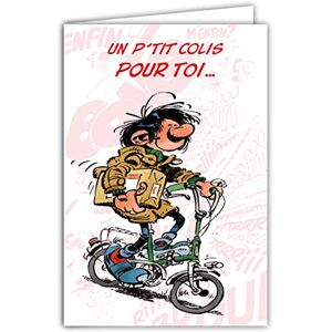 Afie Gaston Lagaffe GLCT-0156 Geburtstagskarte auf Fahrrad, mit Umschlag Afie Gaston Lagaffe GLCT-0156 Geburtstagskarte auf Fahrrad, mit Umschlag