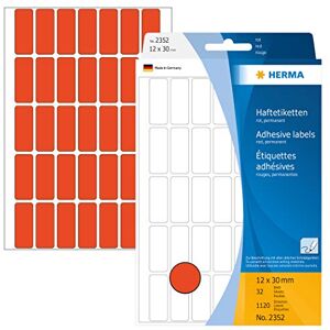 HERMA 2352 Vielzweck-Etiketten, 1120 Stück, 12 x 30 mm, 35 pro Bogen, selbstklebend, Haushaltsetiketten zum Beschriften, matt, blanko Papier Klebeetiketten Aufkleber, rot HERMA 2352 Vielzweck-Etiketten, 1120 Stück, 12 x 30 mm, 35 pro Bogen, selbstklebend, Haushaltsetiketten zum Beschriften, matt, blanko Papier Klebeetiketten Aufkleber, rot